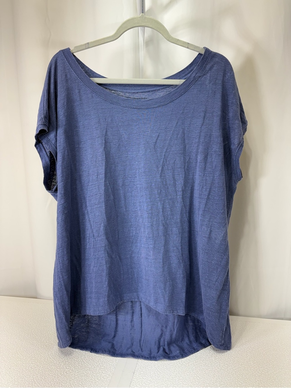 Eileen Fisher Blue Short Sleeve Scoop Neck Top 4279